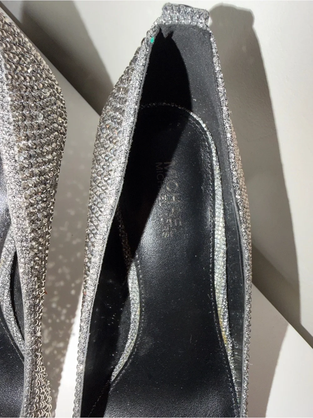 Michael Kors Silver Crystal Pointed Toe Heels